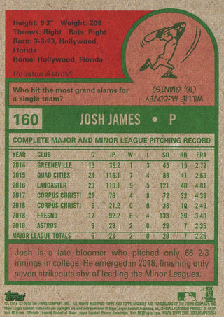 Josh James 2019 Topps Rookie Card