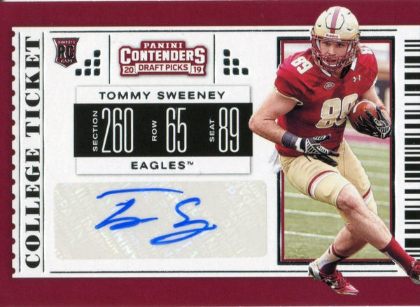Tommy Sweeney Autographed 2019 Contenders Draft Picks Rookie Card