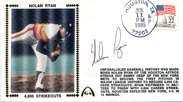 Nolan Ryan Autographed July 11, 1985 First Day Cover (JSA)