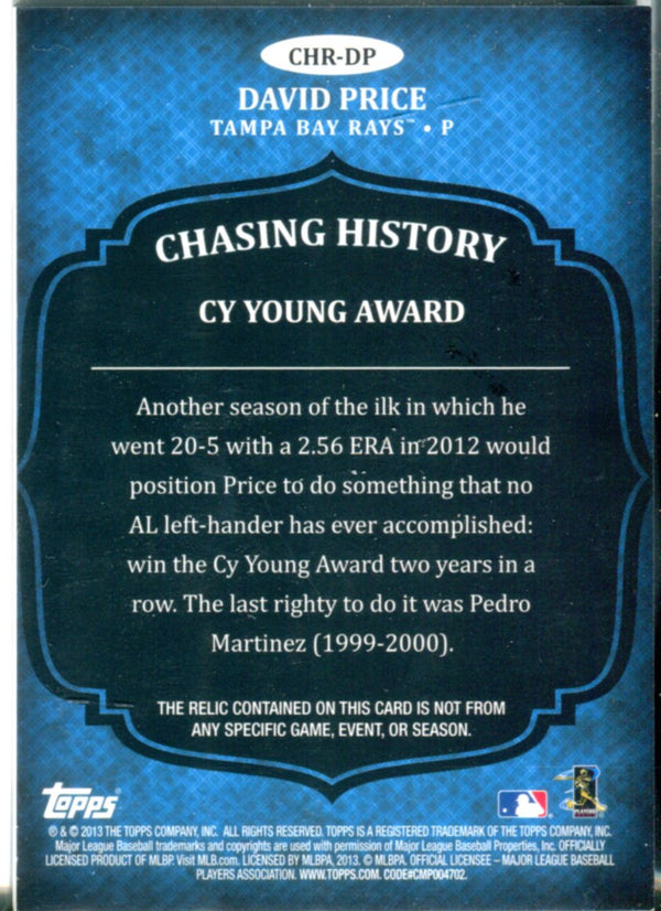 David Price Tampa Bay Rays Collectible Baseball Card 