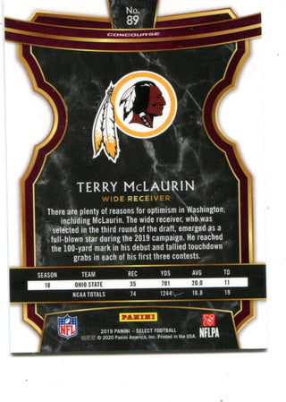 Terry Mclaurin 2019 Select Rookie Concourse Prizm Base #89 Washington Redskins
