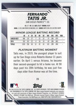 Fernando Tatis Jr. 2019 Bowman Platinum Rookie Card #23