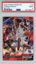 Tyrese Maxey 2020 Panini Prizm Draft Pick Cracked Red Ice Rookie Card #14 (PSA)