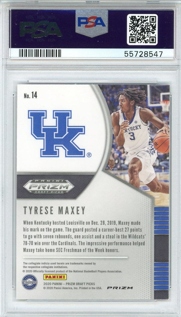 Tyrese Maxey 2020 Panini Prizm Draft Pick Cracked Red Ice Rookie Card #14 (PSA)