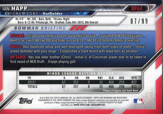 Ian Happ 2016 Bowman Rookie Card back