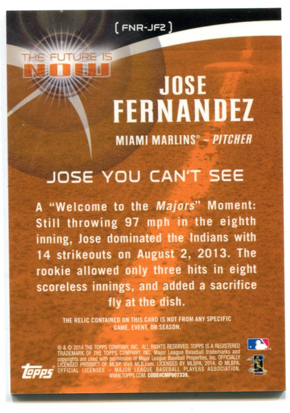 Jose Fernandez 2014 Topps The Future is now #FNRJF2 Jersey Card/99