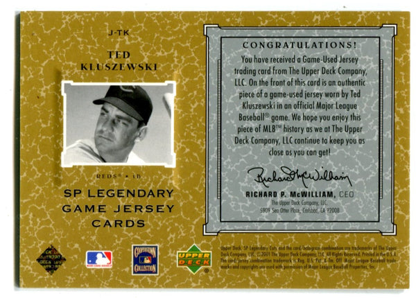 Ted Kluszewski 2001 Upper Deck SP Legendary Cuts #JTK Jersey Card