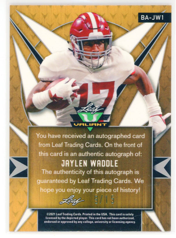 Jaylen Waddle Autographed 2021 Leaf Valiant Pink Rookie Card #BA