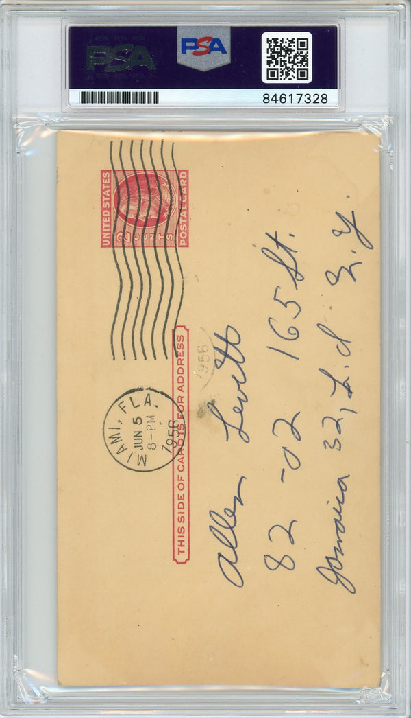 Satchel Paige Autographed Government Postcard (PSA)