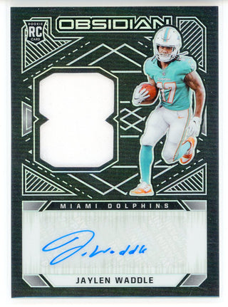 Jaylen Waddle Autographed 2021 Panini Obsidian Rookie Patch Card ##213