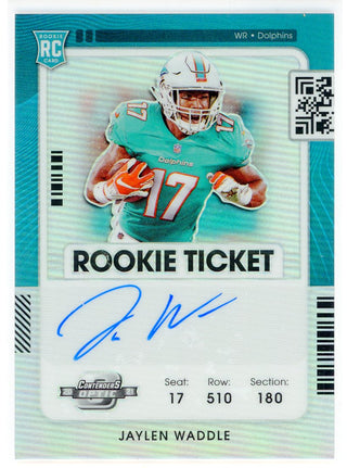 Jaylen Waddle Autographed 2021 Panini Contenders Optic Rookie Silver Prizm Card #106