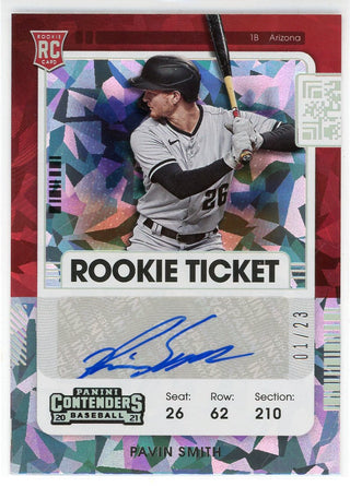 Pavin Smith Autographed 2021 Panini Contenders Rookie Ticket Cracked Ice Card #173