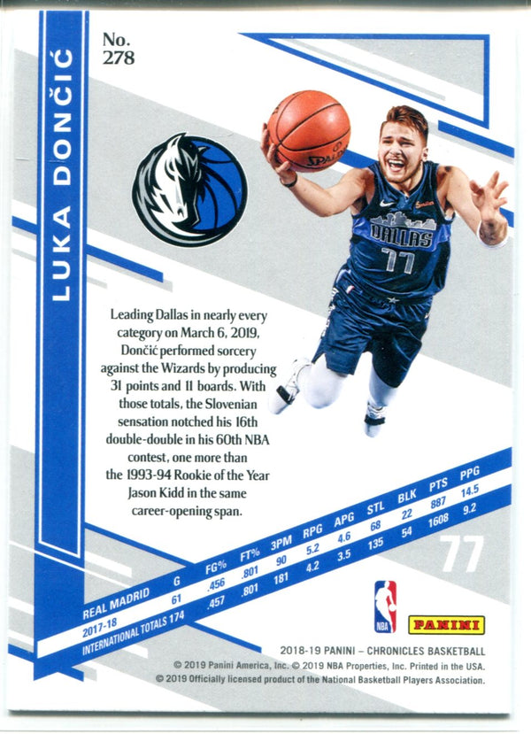 Luka Doncic 2018-19 Panini Chronicles Eltie Rookie Card #278