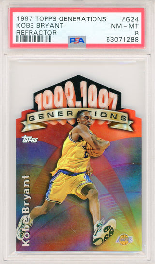 Kobe Bryant 1997 Topps Generations Refractor Card #G24 (PSA NM-MT 8)