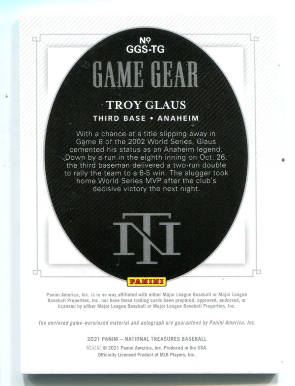 Troy Glaus 2021 Panini National Treasures Game Gear #GGS Auto Card /10