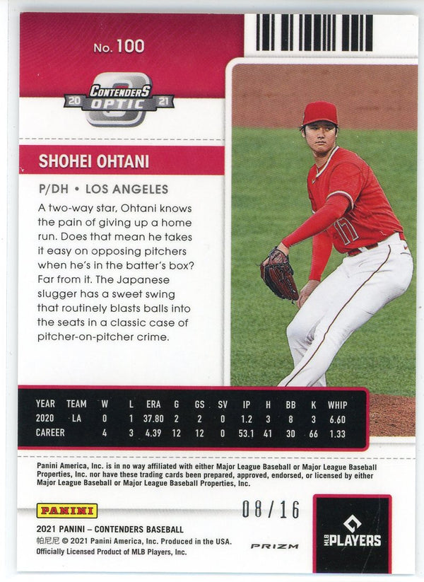 Shohei Ohtani 2021 Panini Contenders Optic Season Ticket Purple Prizm Card #100