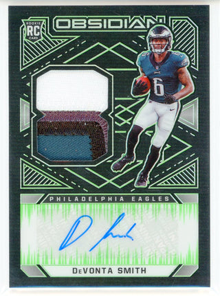 DeVonta Smith Autographed 2021 Panini Obsidian Rookie Patch Card #211
