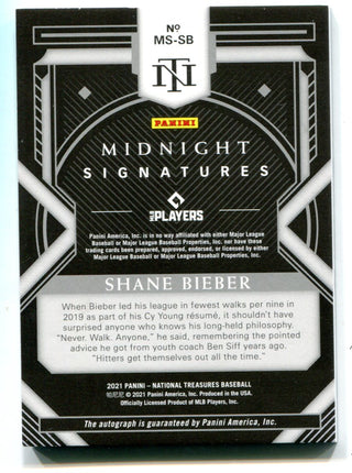 Shane Beiber 2021 Panini National Treasures #MSSB Autographed Card /49