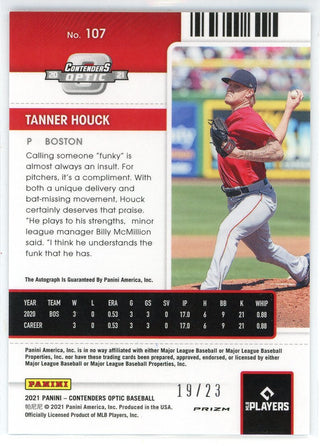 Tanner Houck Autographed 2021 Panini Contenders Optic Rookie Ticket Cracked Ice Card #107