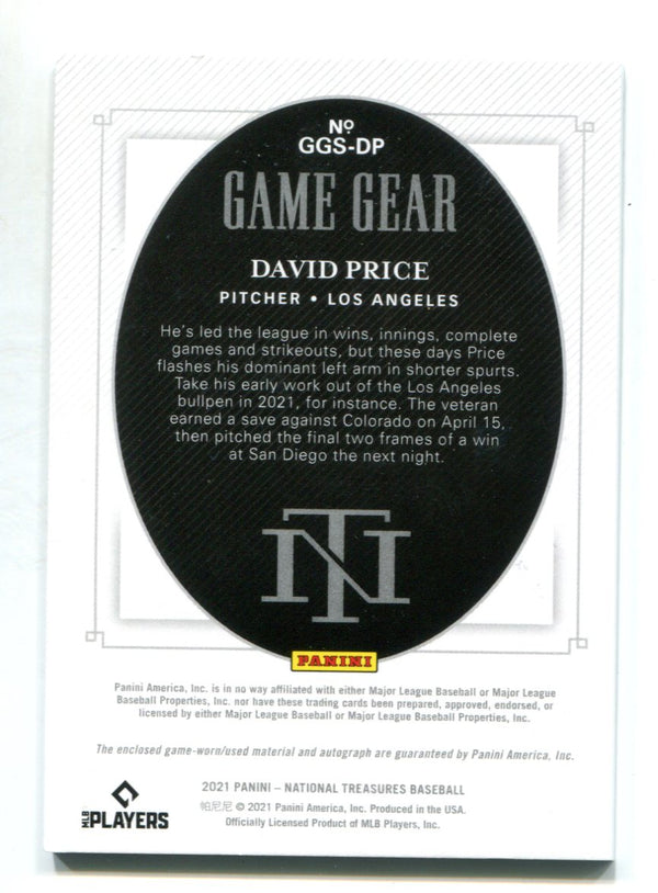 David Price 2021 Panini National Treasures #GGSDP Auto Card /25