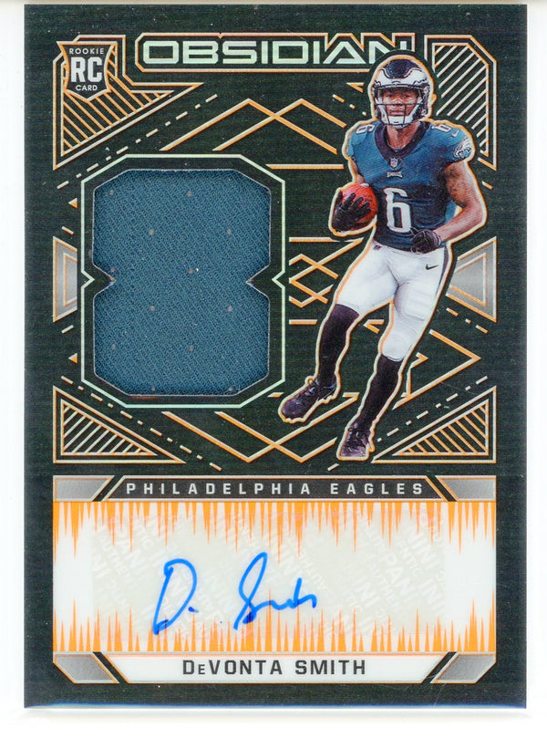 DeVonta Smith Autographed 2021 Panini Obsidian Rookie Patch Card #211