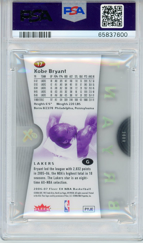 Kobe Bryant 2006 Fleer E-X Card #17 (PSA Mint 9)