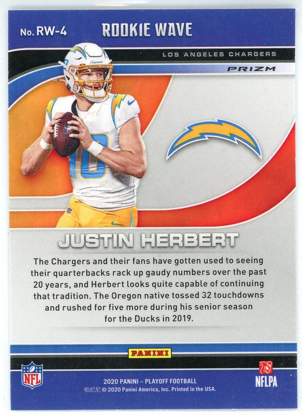 Justin Herbert 2020 Panini Playoff Rookie Wave Prizm Card #RW-4