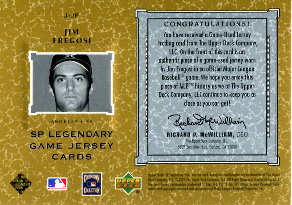 Jim Fregosi 2001 Upper Deck Game Worn Jersey Card