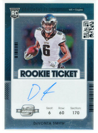 DeVonta Smith Autographed 2021 Panini Contenders Optic Rookie Ticket Card #107