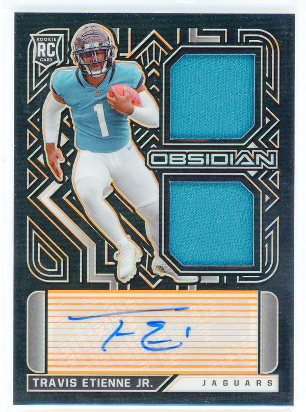 Travis Etienne Jr. Autographed 2021 Panini Obsidian Rookie Patch Card #RJI-TE