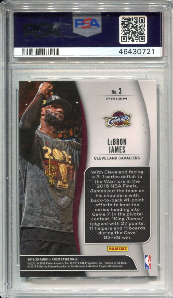 Lebron James 2019-20 Panini Prizm Green Prizm Card #3 (PSA)