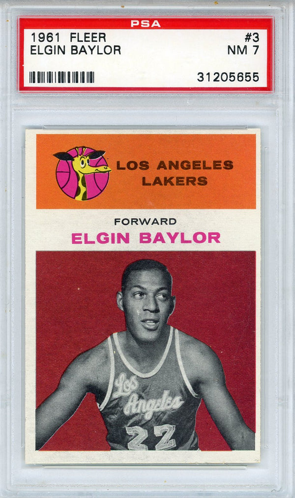 Elgin Baylor 1961 Fleer Card #3 (PSA NM 7)