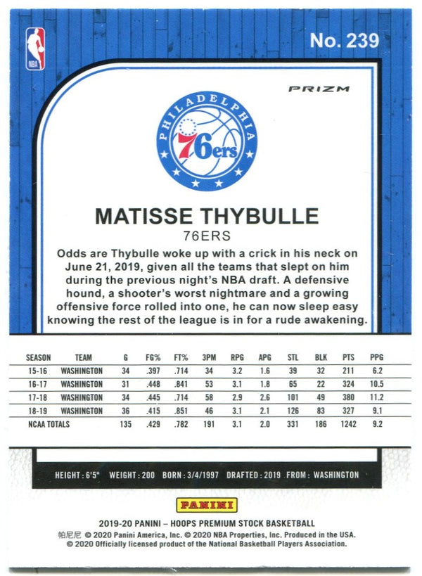 Matisse Thybulle NBA Hoops Premium Stock Rookie