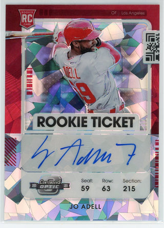Jo Adell Autographed 2021 Panini Contenders Optic Rookie Ticket Cracked Ice Card #121