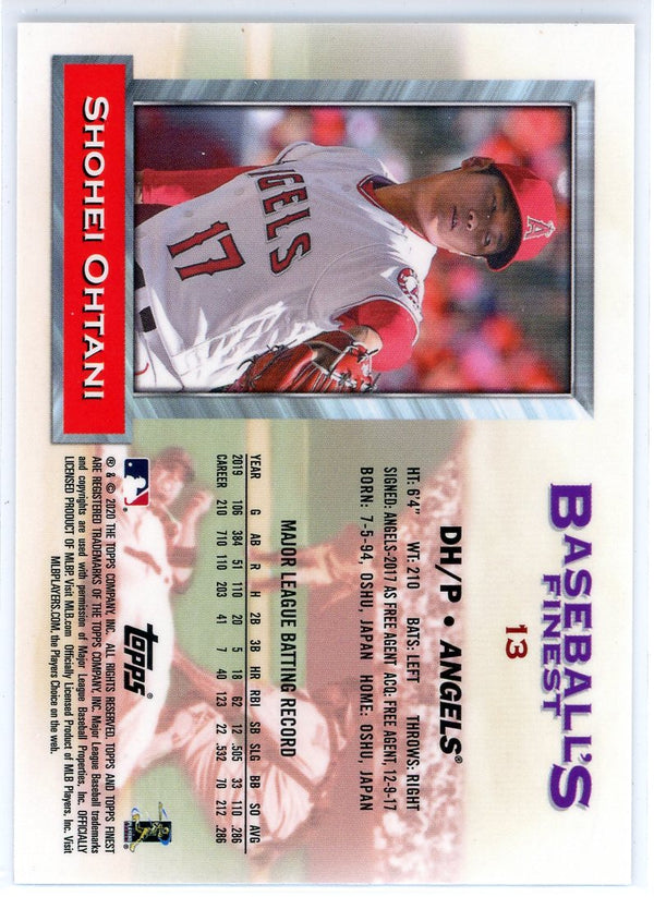 Shohei Ohtani 2020 Topps Finest Baseball's Finest Card #13