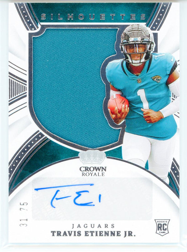 Travis Etienne Jr. Autographed 2021 Panini Crown Royale Silhouettes Rookie Patch Card #CRS-TET