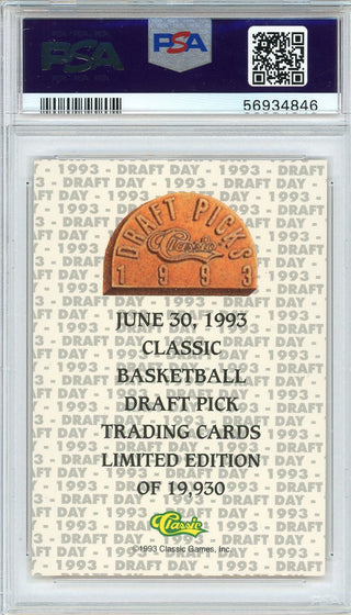 Chris Webber 1993 Classic Draft Day Philadelphia Rookie Card  (PSA)