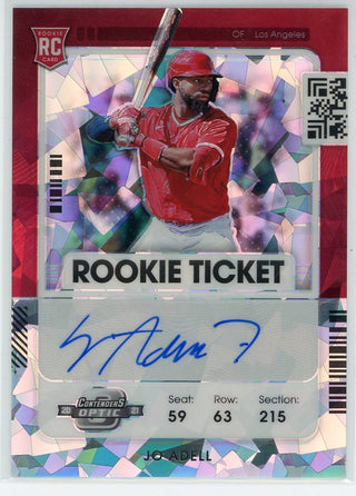 Jo Adell Autographed 2021 Panini Contenders Optic Rookie Ticket Cracked Ice Card #121