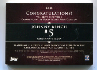 Johnny Bench 2012 Topps Retired Rings #RRJB 408/736