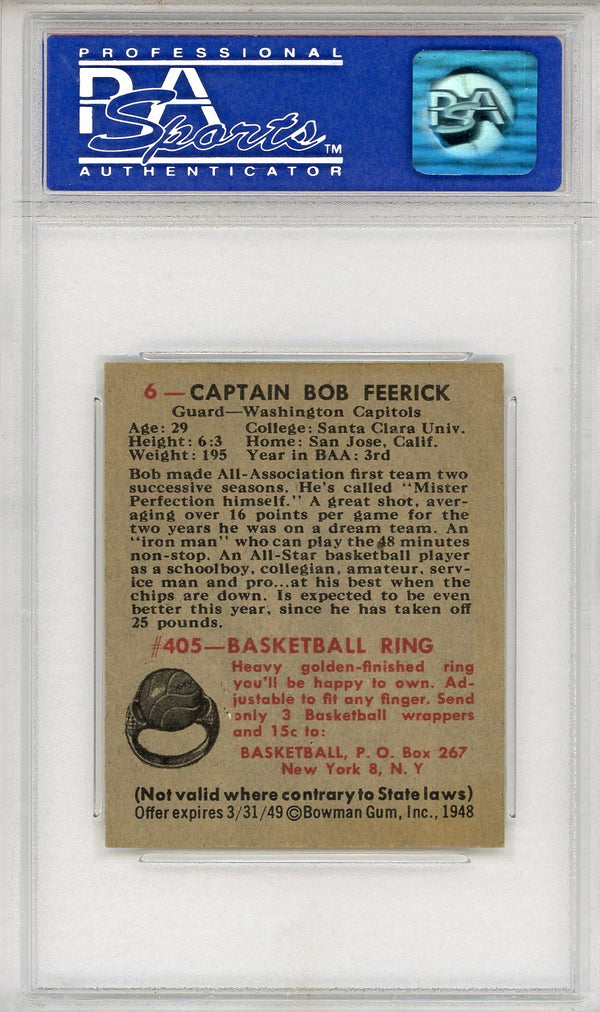 Bob Feerick 1948 Bowman Card #6 (PSA NM 7)