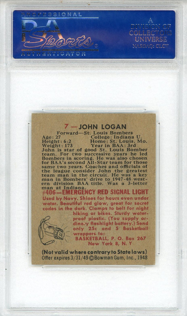 John Logan 1948 Bowman Card #7 (PSA NM 7)