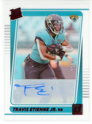 Travis Etienne Jr. Autographed 2021 Panini Clearly Donruss Rookie Card #59
