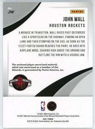 John Wall 2021 Panini Player of the Day Prime Patch Card #JW