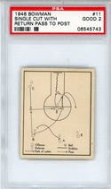 Single Cut with Return Pass to Post 1948 Bowman Card #11 (PSA Good 2)