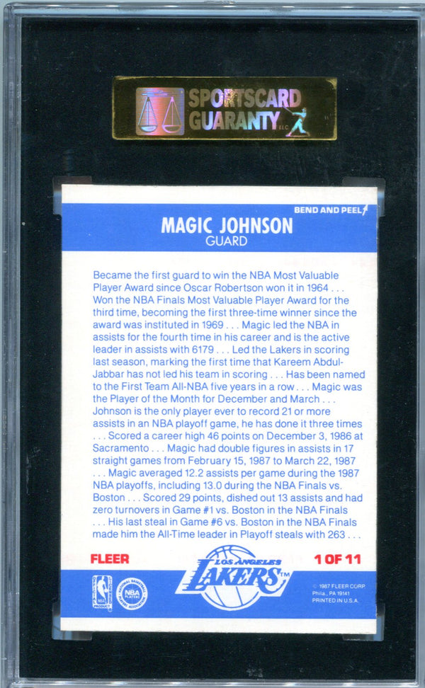 Magic Johnson 1987-88 Fleer Sticker #1 SGC NM 8 Card
