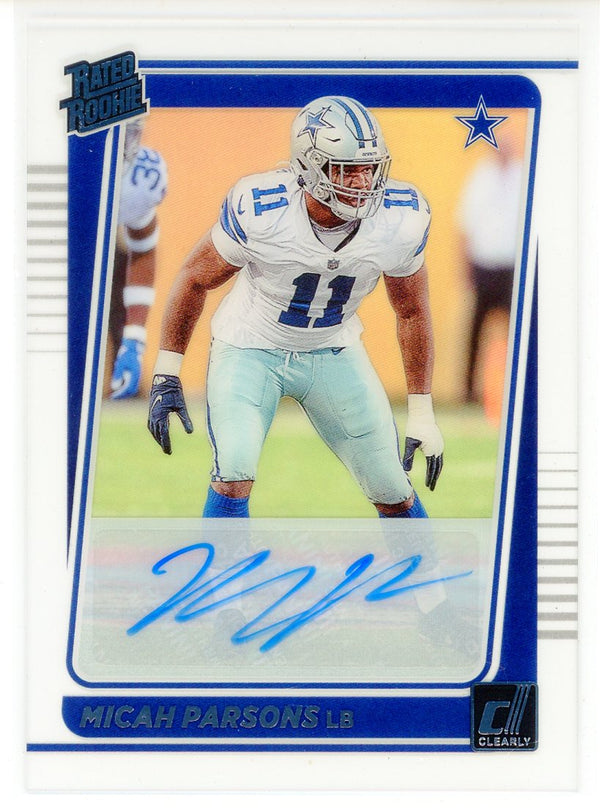 Micah Parsons Autographed 2021 Panini Clearly Donruss Rookie Card #95