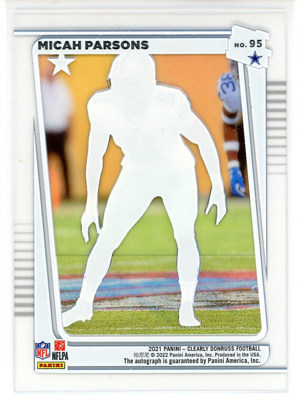Micah Parsons Autographed 2021 Panini Clearly Donruss Rookie Card #95