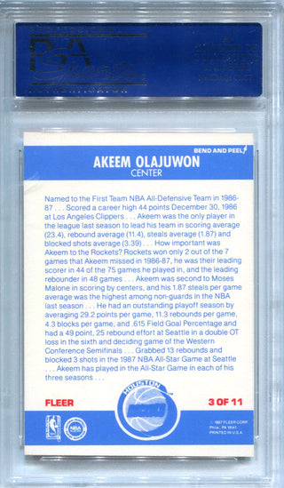 Akeem Olajuwon 1987-88 Fleer Sticker #3 PSA NM 8 Card