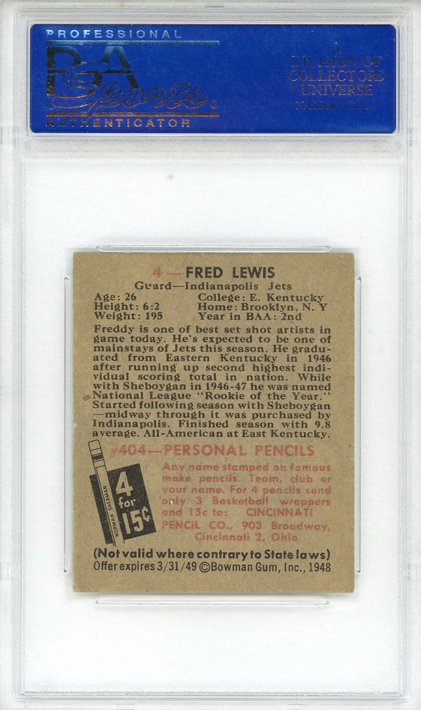 Fred Lewis 1948 Bowman Card #4 (PSA NM 7)