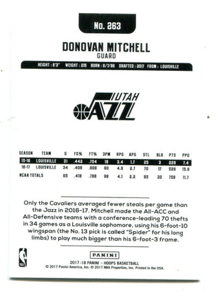 Donovan Mitchell 2017 Panini NBA Hoops #263 RC